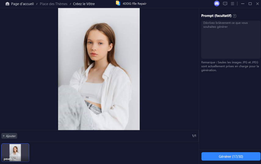 importer une image pour appliquer un transfert de style IA