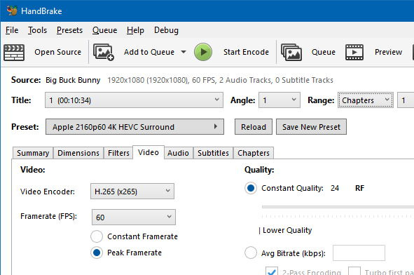 convertir le fichier avec HandBrake
