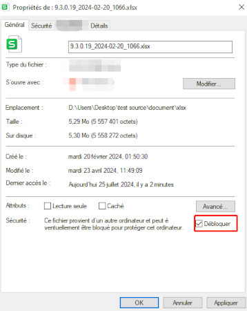 débloquer un fichier excel pour corriger le format et l'extension des fichiers qui ne correspondent pas