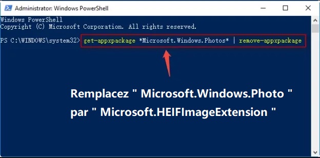 uninstall heif image extensions in powershell