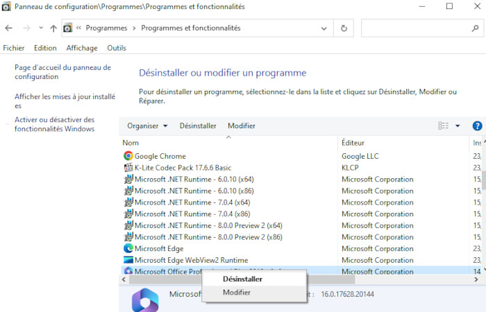 Désinstaller des applications