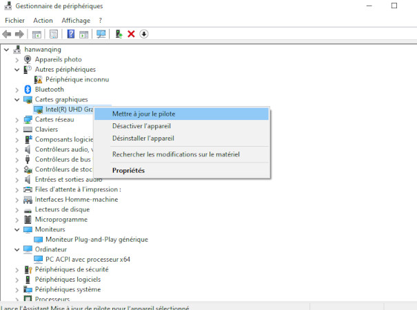 Mettre à jour le pilote du GPU