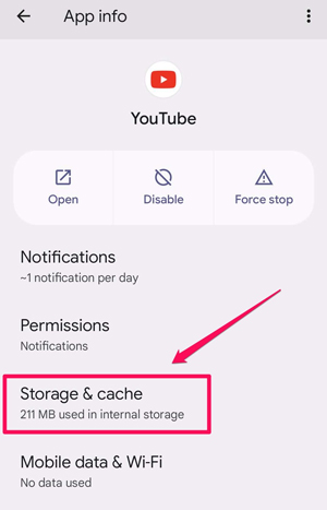 Vider le cache de YouTube sur Android pour corriger l'erreur de serveur 400
