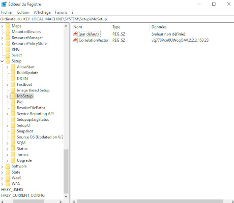 Accéder à MoSetup dans le registre Windows