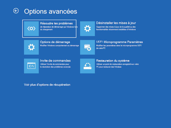 exécuter widnows Résoudre les problèmes pour réparer l'erreur du système de fichiers ntfs