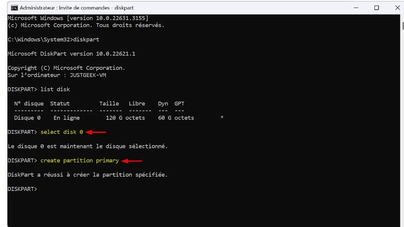 créer une partition avec Diskpart-2