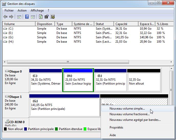 créer une partition avec la Gestion des disques-4