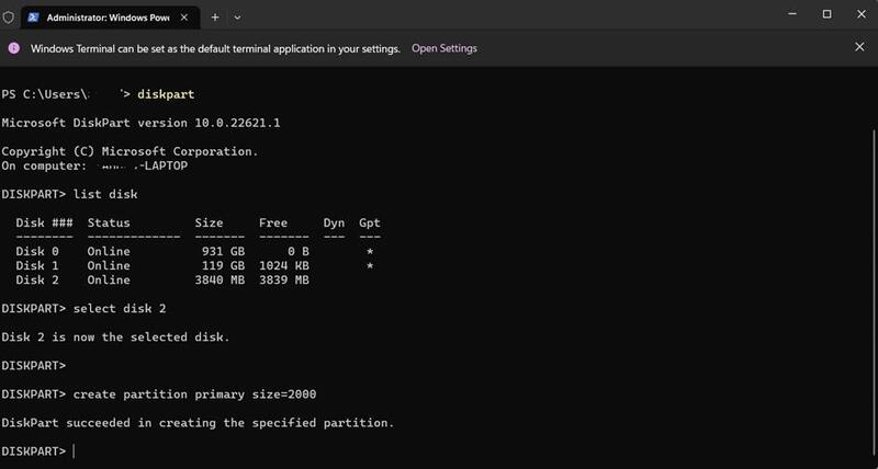 Partitionner un SSD avec Diskpart-1