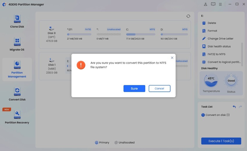 utiliser 4DDiG Partition Manager pour la conversion entre FAT32 et NTFS-2