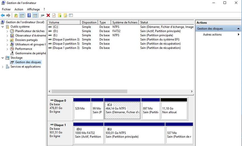 Utiliser la gestion des disques de Windows pour convertir un disque dur NTFS en FAT32-1