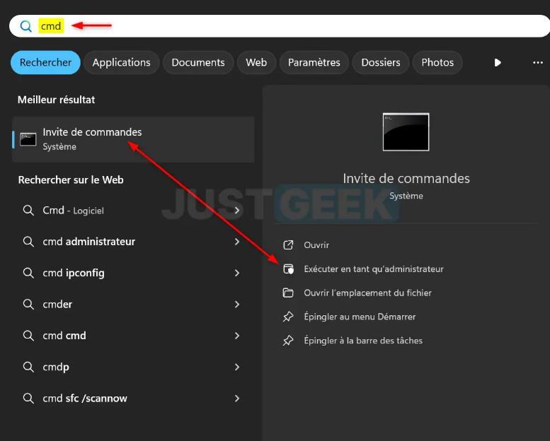 Vérifier l'état du disque dur avec CMD-1