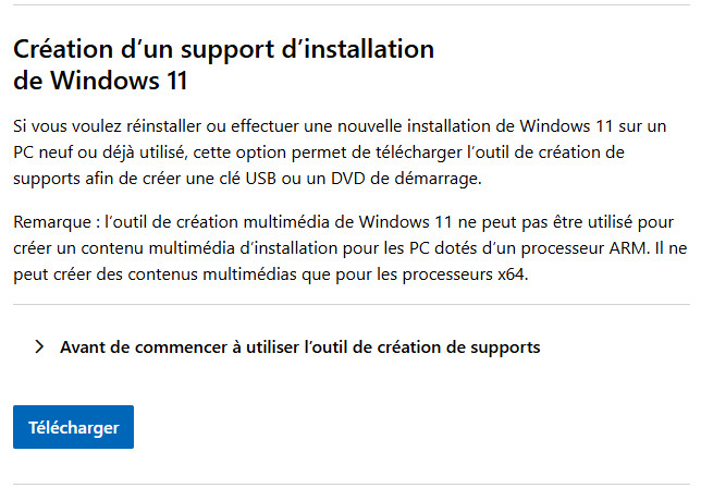Télécharger et créer le média d'installation de Windows 11 24H2