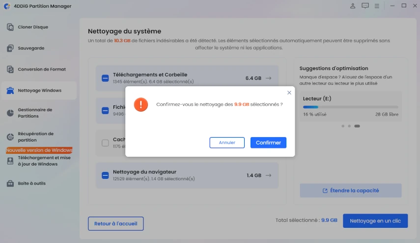 aperçu des données à récupérer