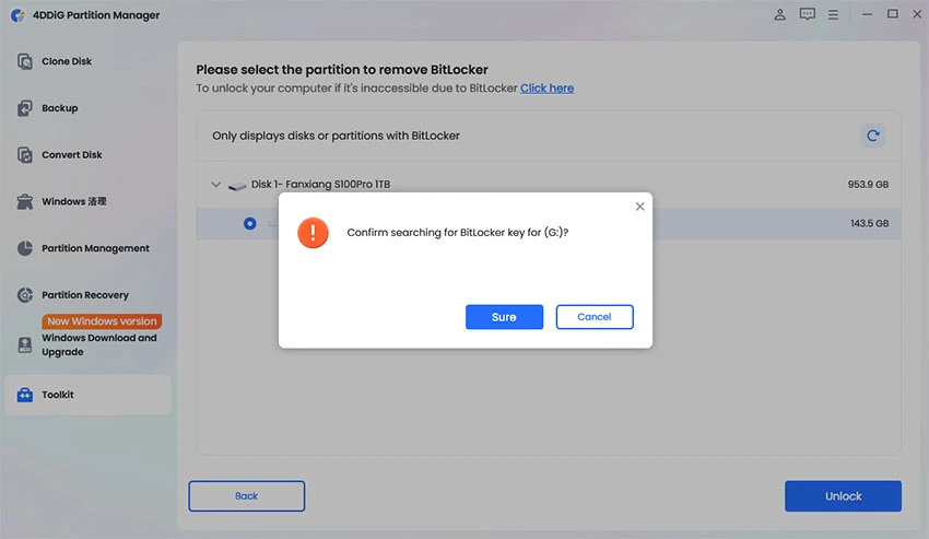 confirm remove bitlocker