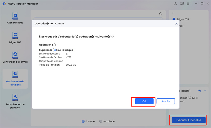 supprimer une partition avec 4DDiG Partition Manager - Étape 3