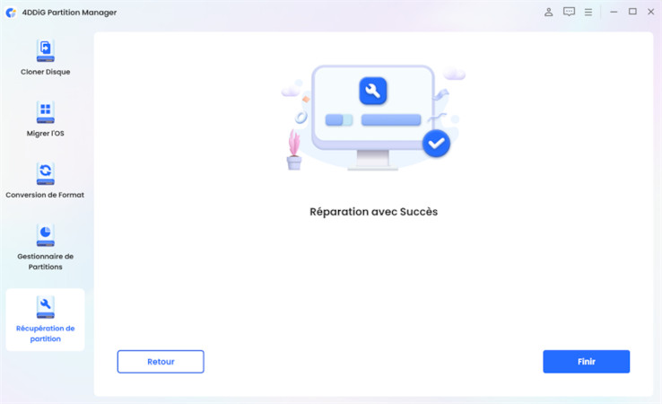 terminer la réparation