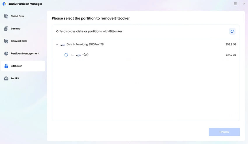 sélectionner le disque dans WinPE