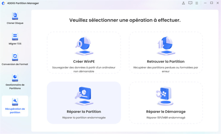réparer la partition 4DDiG Partition Manager