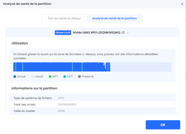 vérifier l'état de santé du disque
