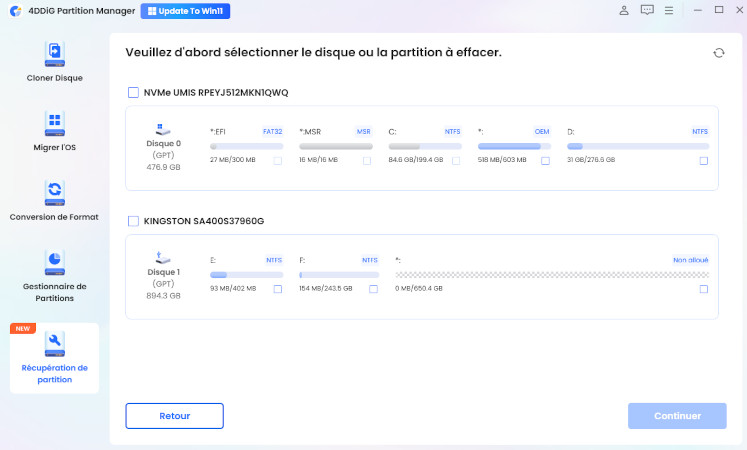 Effacer un disque dur avec 4DDiG Partition Manager-2