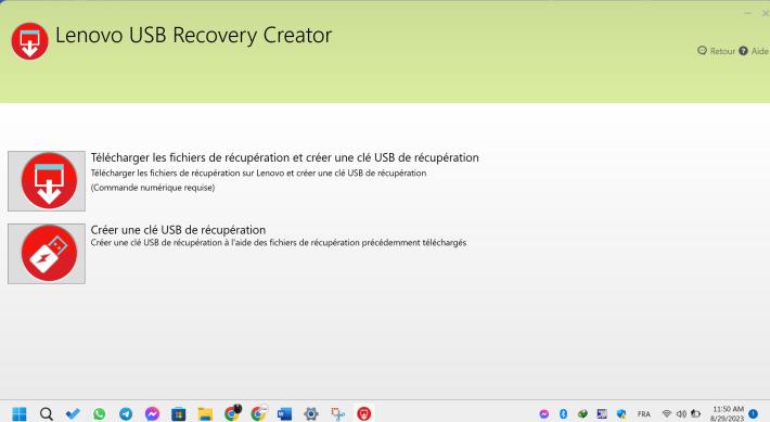 Utilisation d'un lecteur de récupération USB Lenovo-2