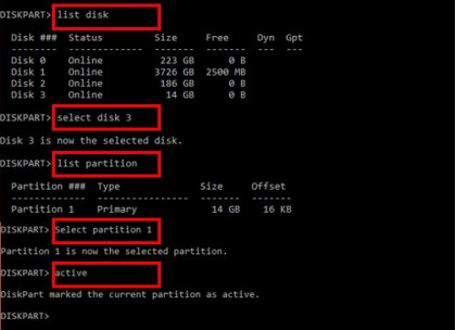 Marquer la partition comme active avec Diskpart-1