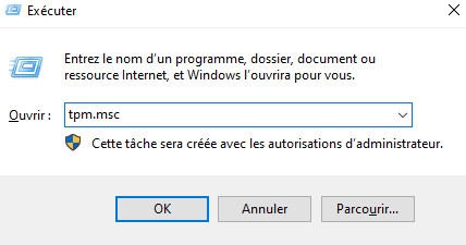 ouvrir la gestion du TPM sur l’ordinateur local via une commande
