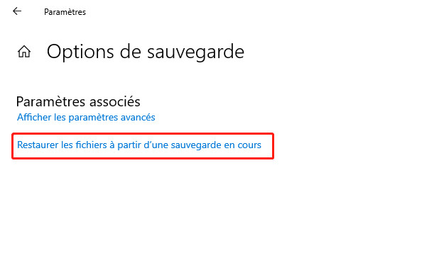 Restaurer des fichiers à partir d'une sauvegarde actuelle sur Windows