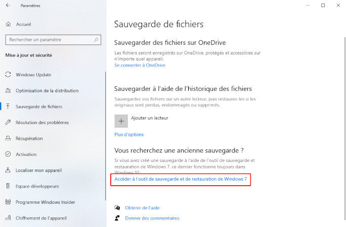 Fonction de sauvegarde et de restauration de Windows 11