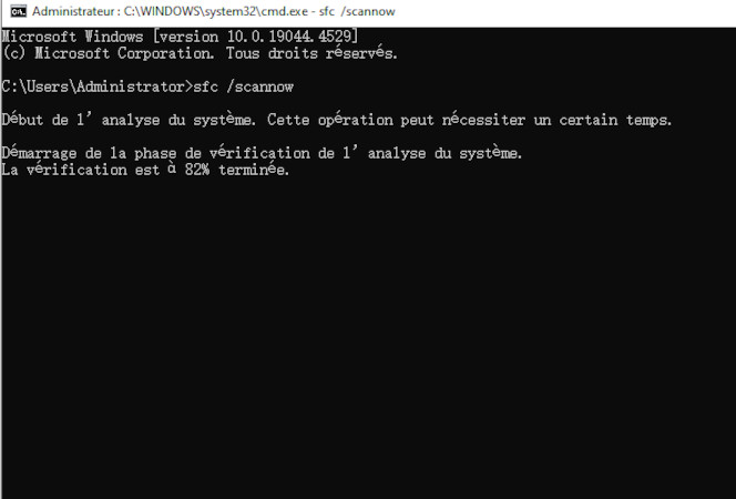 exécuter sfc scan pour réparer le système de fichiers ntfs bsod