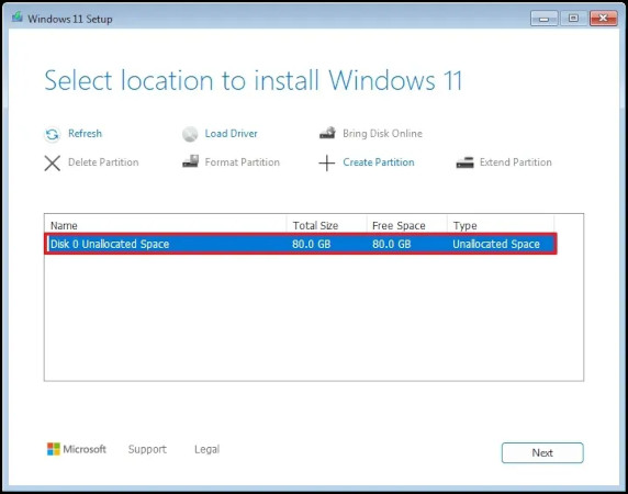 select hard drive