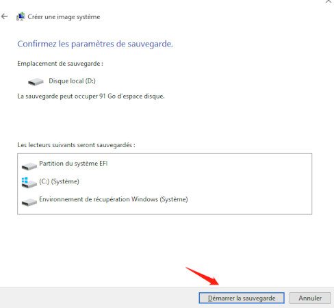 utiliser l'outil intégré de création d'image système-3