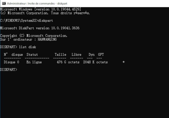 Convertir mbr en gpt avec la commande diskpart-3