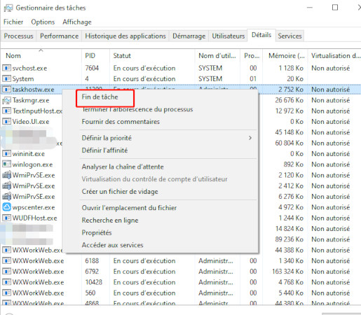 mettre fin au processus taskhostw exe pour solutionner le code d'erreur xbox app 0x80070020