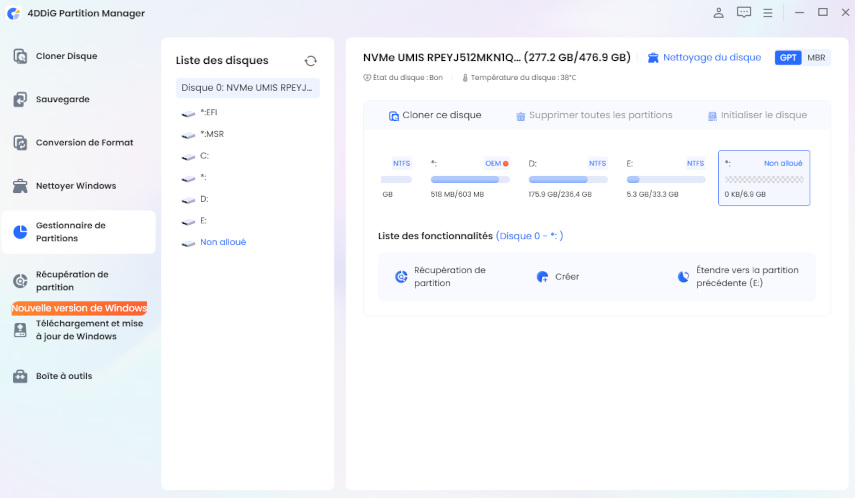 créer une partition avec 4DDiG Partition Manager-1