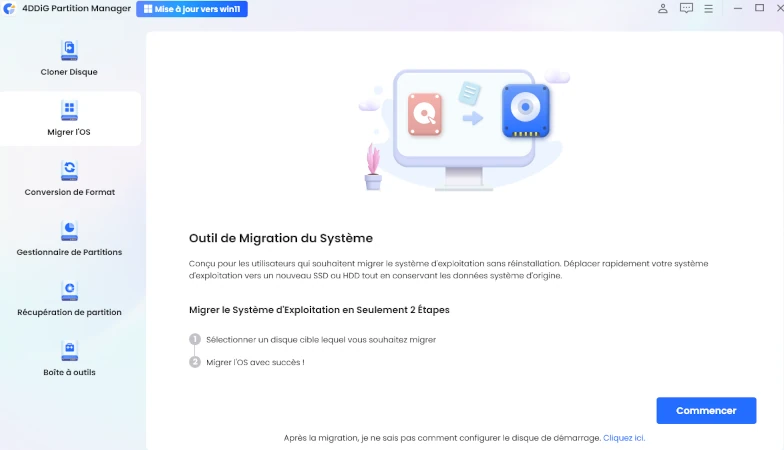 select migrate os and click start