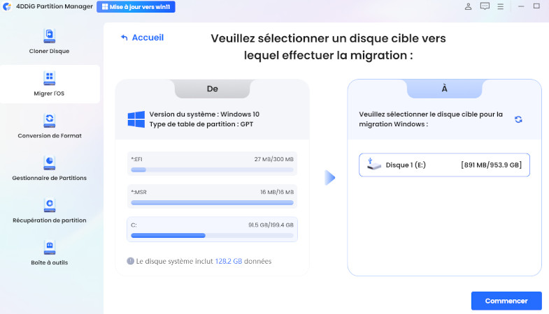 corriger l’erreur impossible de mettre à jour la partition réservée du système