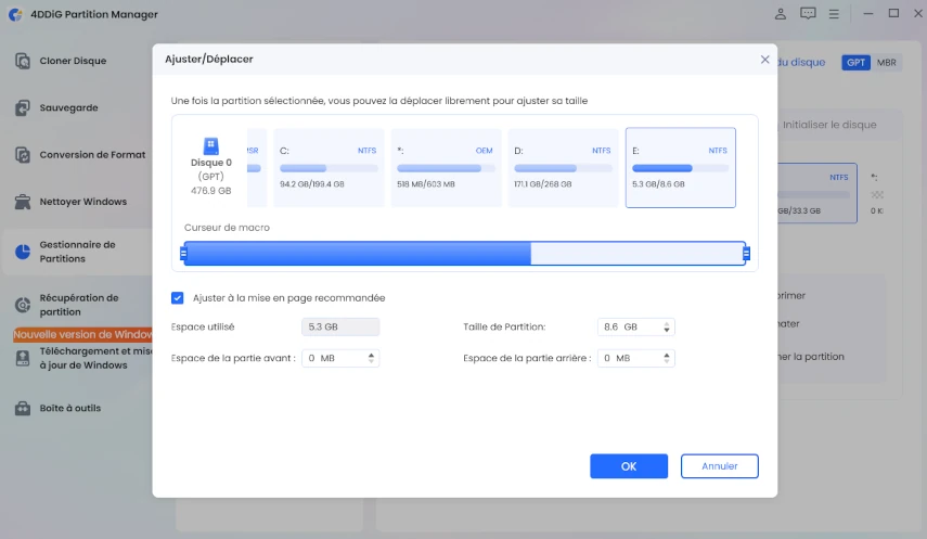 Extension du lecteur C avec 4DDiG