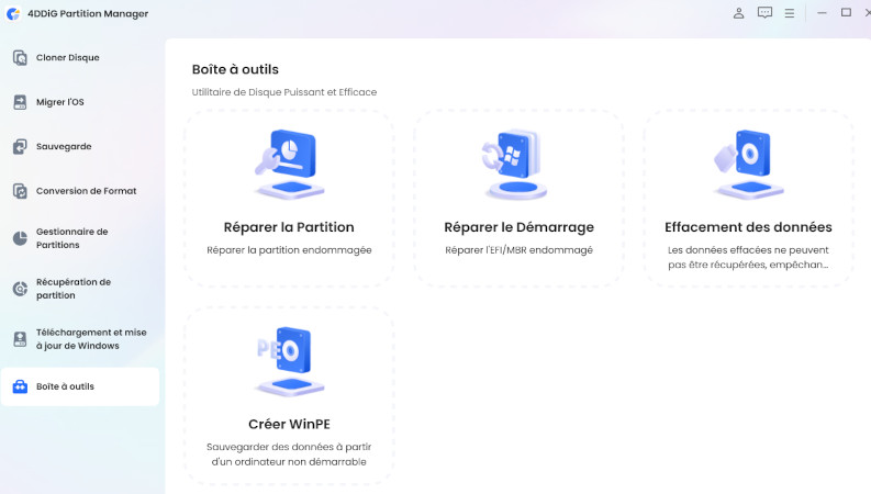 Choisissez Créer un WinPE depuis 4DDiG Partition Manager