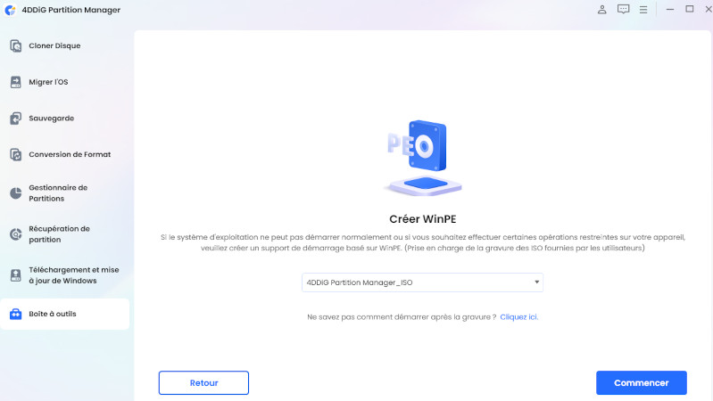 Commencer la création de WinPE