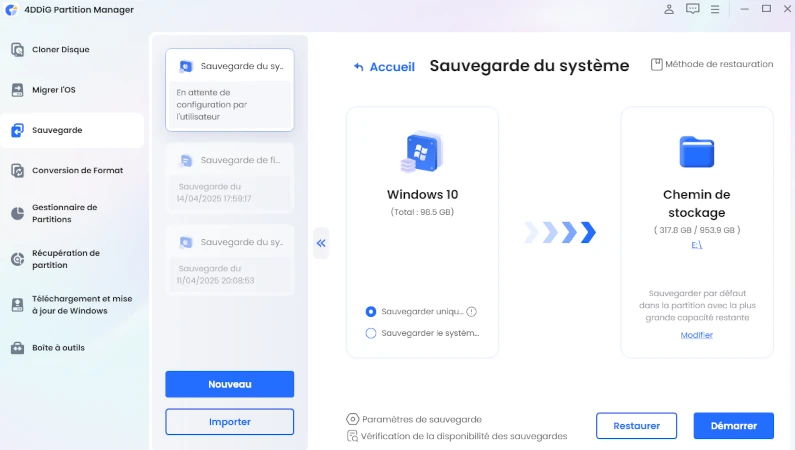 sélectionner un chemin de stockage