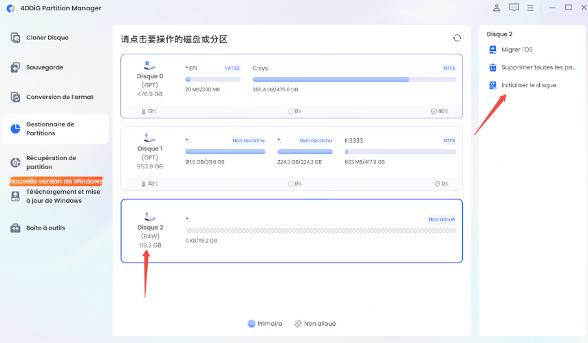 Initialiser Disque Etape 1