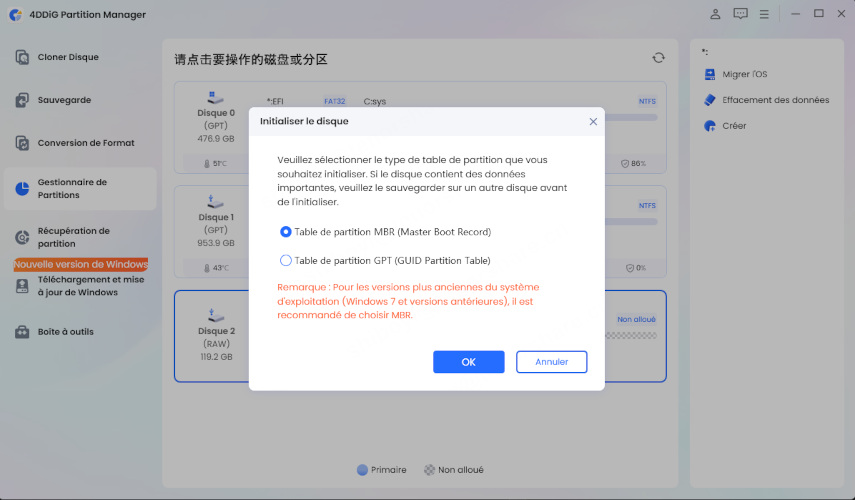 Initialiser Disque Etape 2