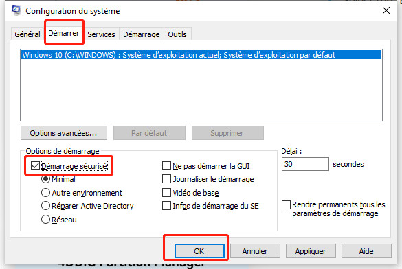 Démarrer Windows en mode sans échec via l'outil de configuration du système