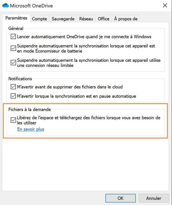 Utiliser la fonctionnalité Fichiers à la demande pour éviter les problèmes d'espace OneDrive plein-2