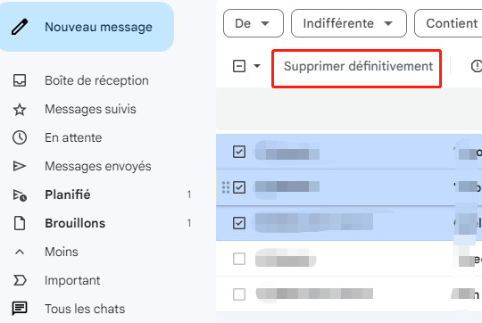 cliquer sur supprimer définitivement
