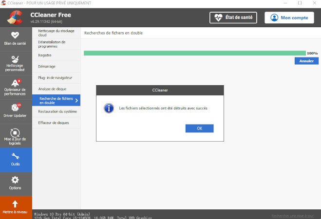 doublons supprimés avec succès