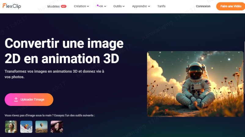 Outil d’animation AI Image to 3D de FlexClip