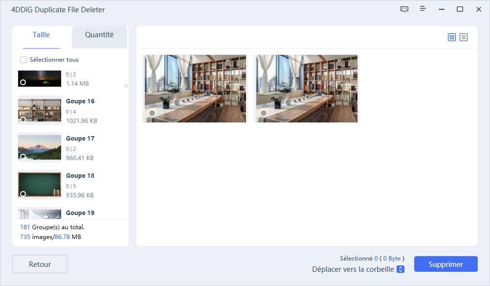 choisir et supprimer des images similaires