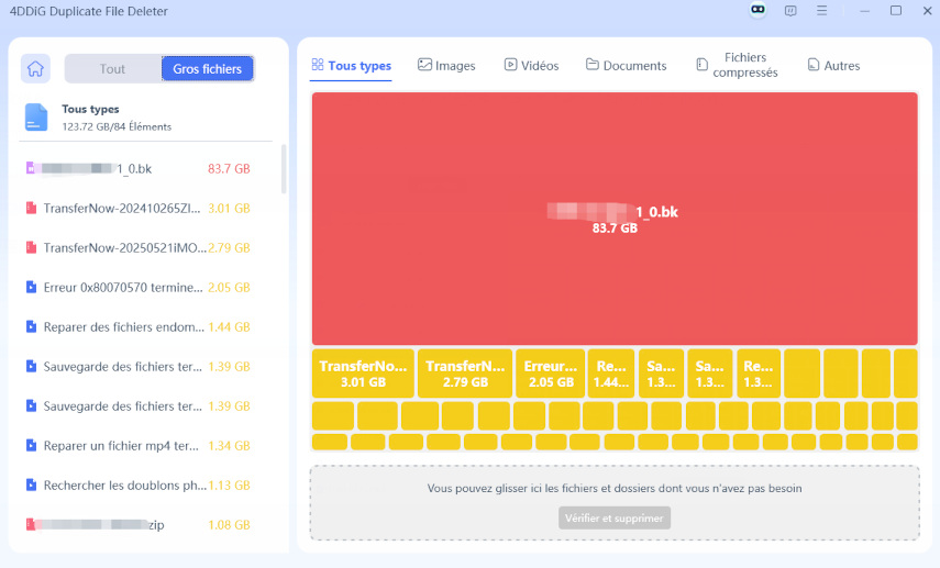 choisir et localiser les fichiers volumineux sur le disque